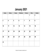 2021 Calendar, Landscape