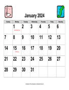 2024 Large-Number Music Calendar, Landscape with Holidays